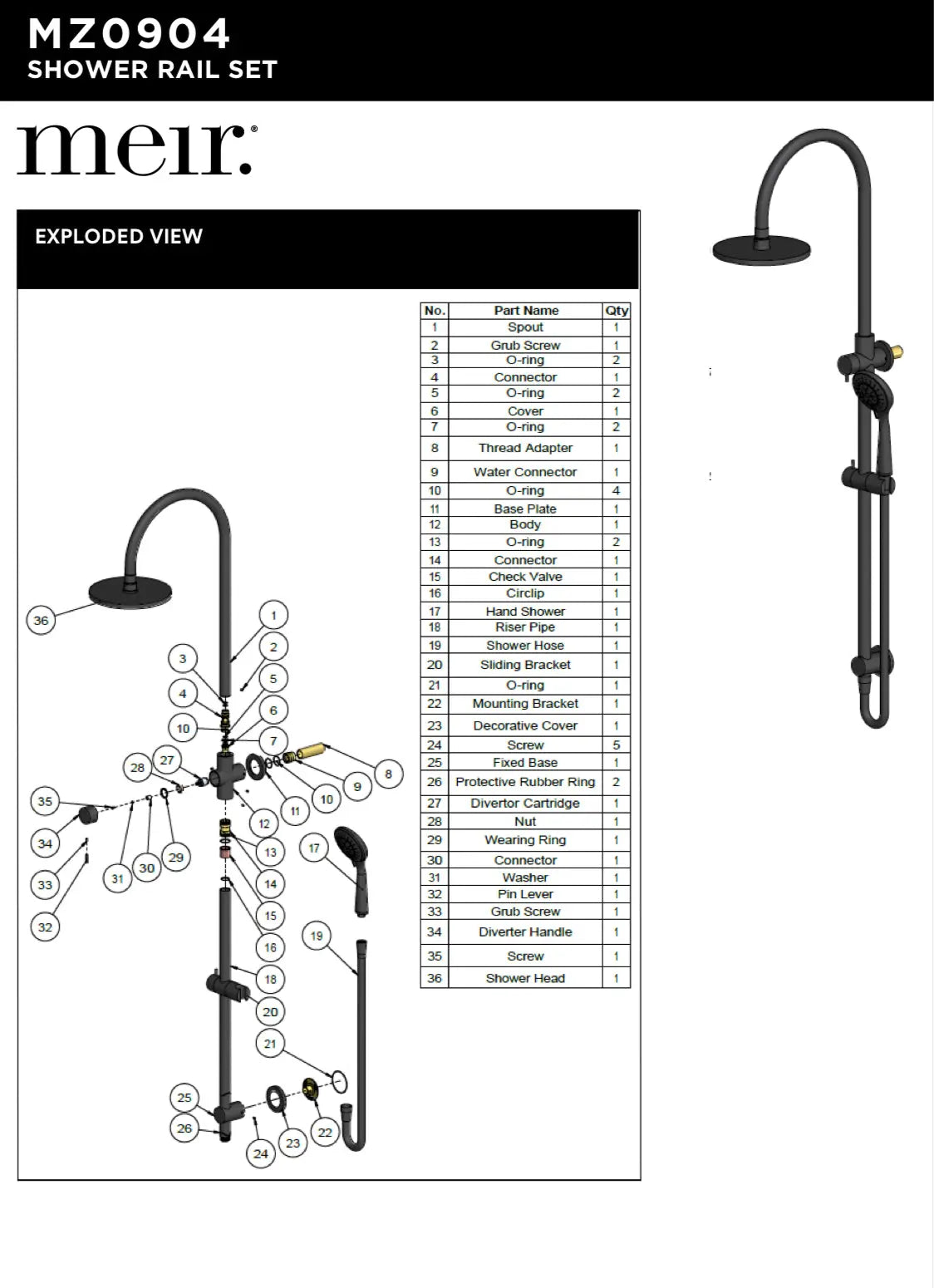 Meir Shower Rail Combo Elenni