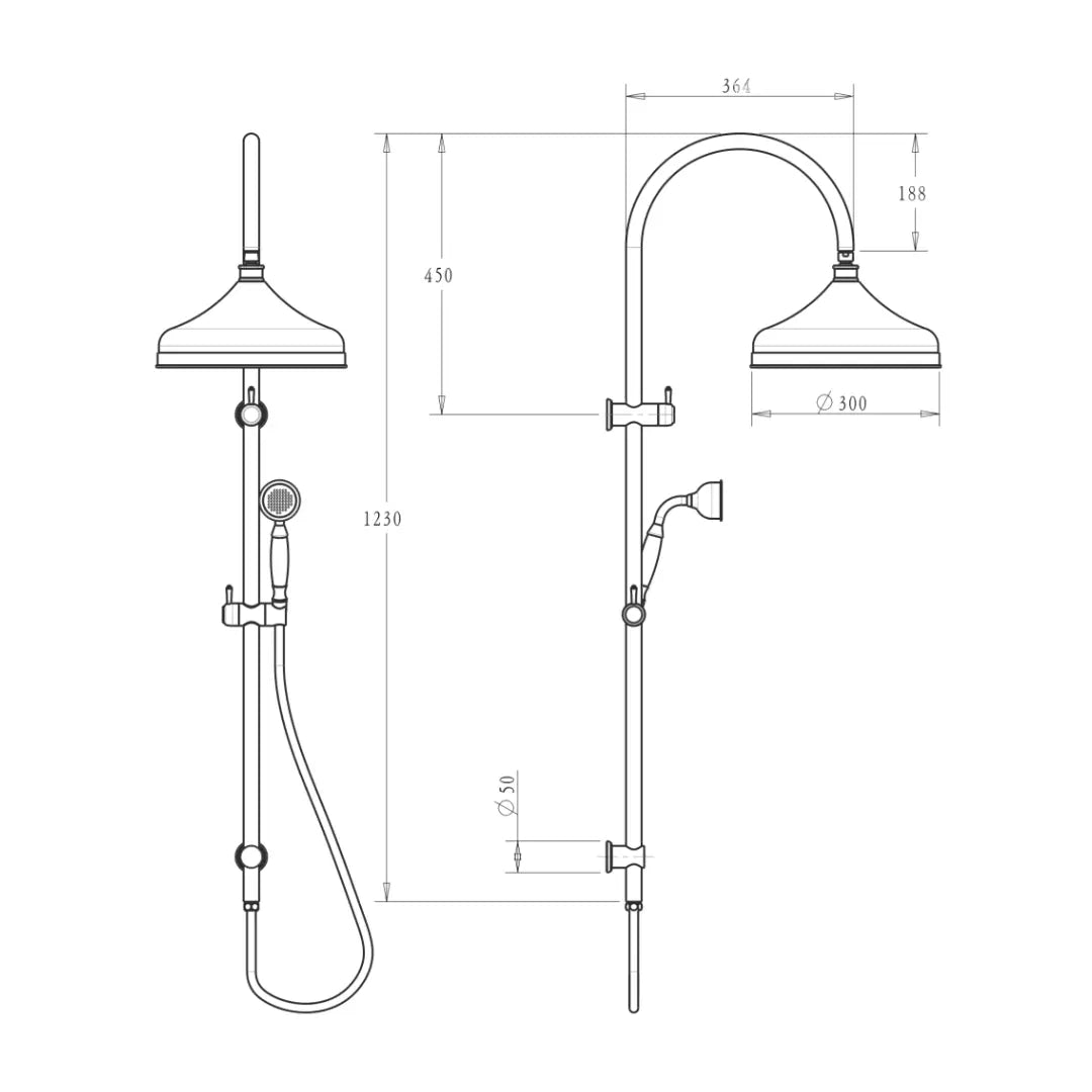 Mica Heritage Dual Shower Rail