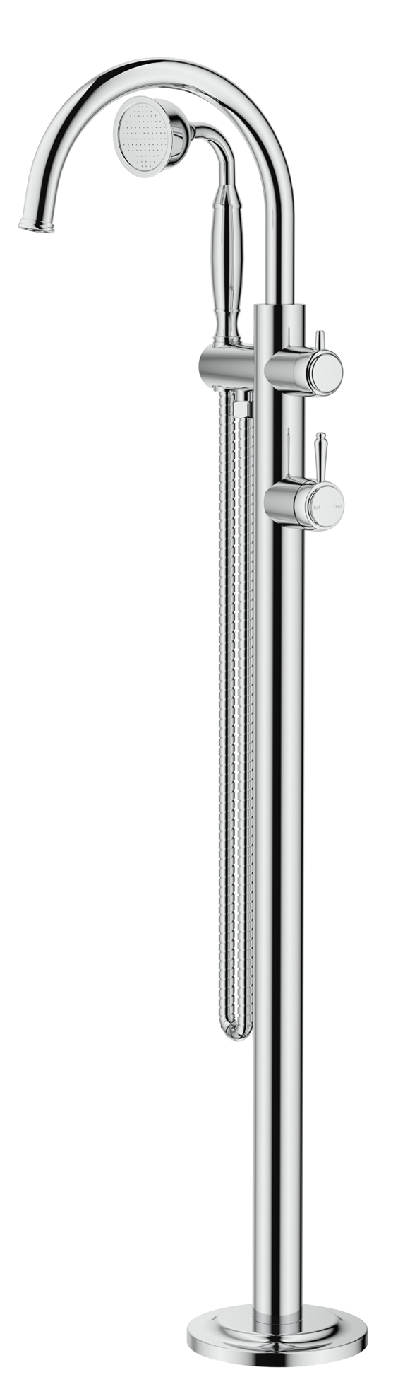 Mica Heritage Freestanding Bath Mixer with Hand Shower - Chrome - view 5