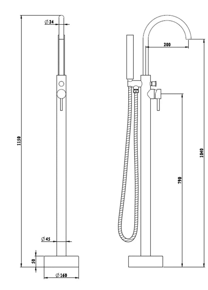 Mica Freestanding Bath Mixer with Hand Shower