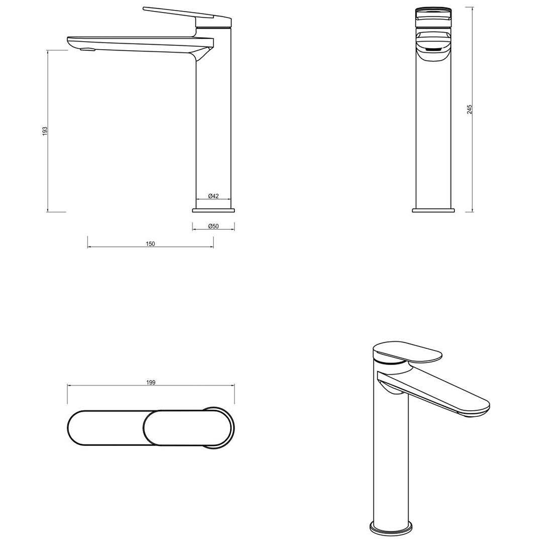 Bella Vista Lantra Tall Basin Mixer - Chrome