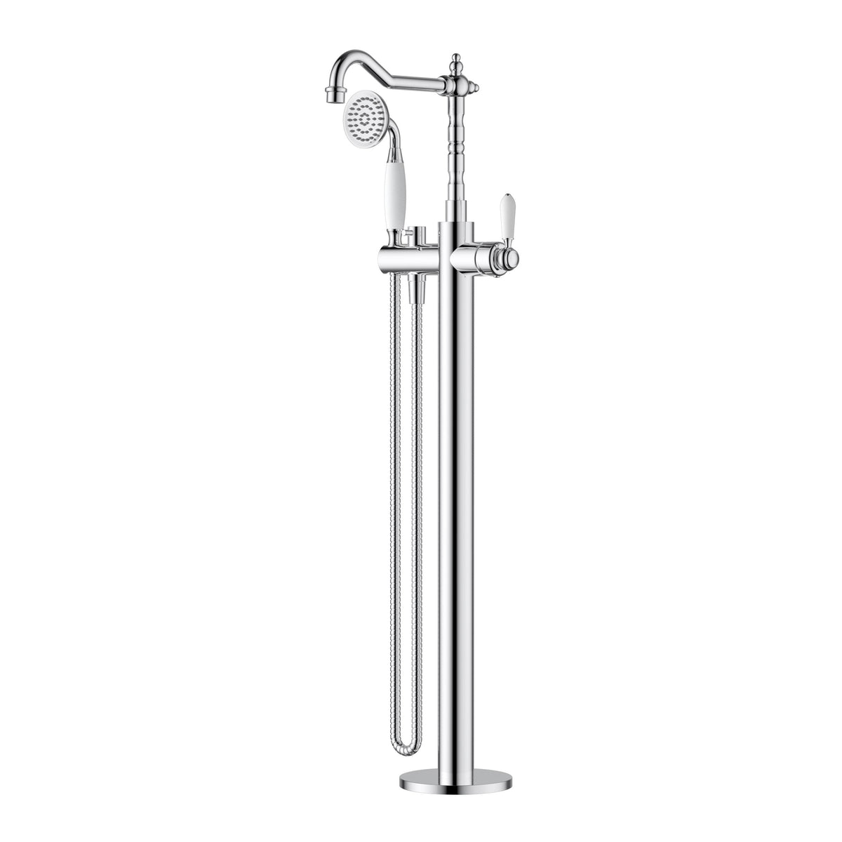 Bordeaux Freestanding Bath Mixer with Hand Shower - Chrome (BOR012)