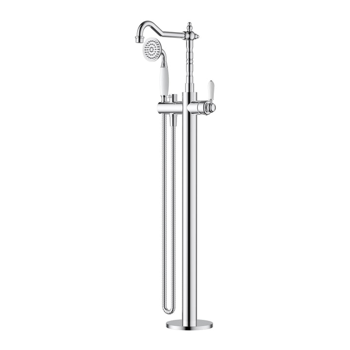 Bordeaux Freestanding Bath Mixer with Hand Shower - Chrome (BOR012)