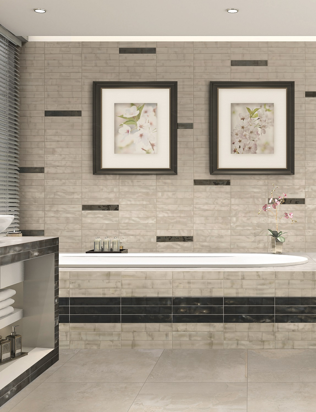 Brush White Bone Subway Tile detail