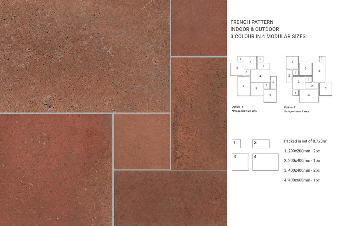 Terra French Pattern Bruciata Porcelain Tile detail