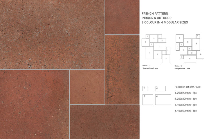 Terra French Pattern Bruciata Porcelain Tile detail