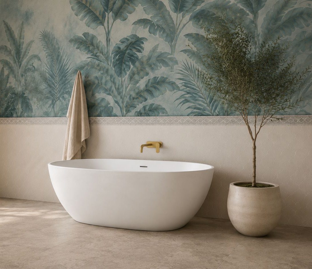 Bella freestanding bath — tub lifestyle
