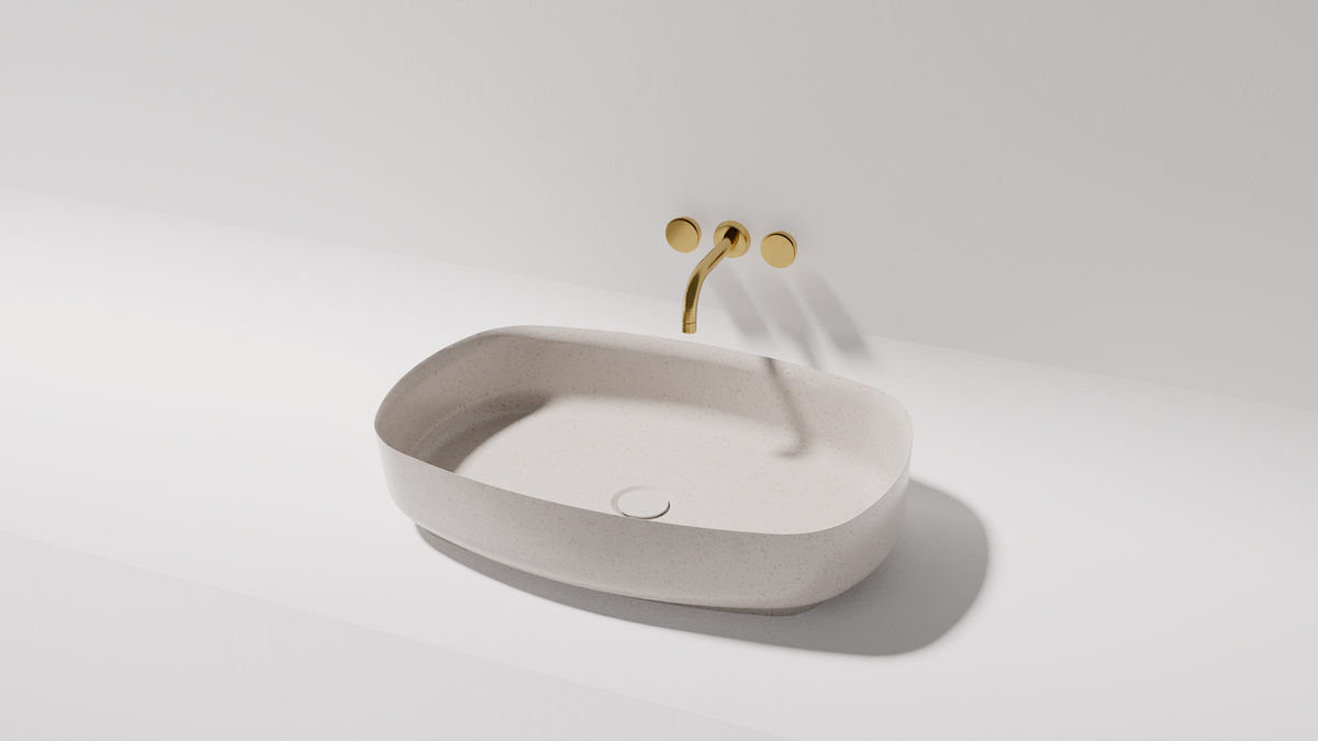 Bianca above counter basin, side view