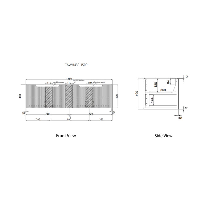 Perla Mark II Wall Hung 1500mm gallery