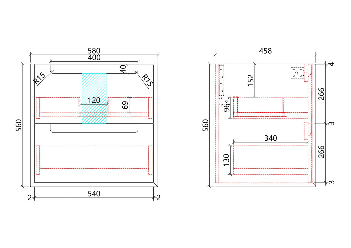 Flauto Wall Hung 600mm - product photo 3