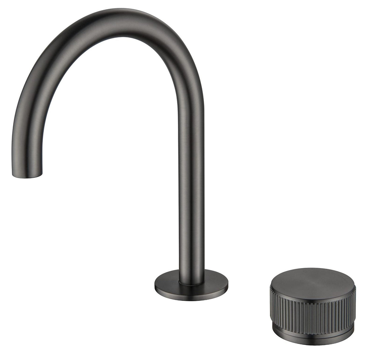 Mica Fluted Gooseneck Hob Basin Mixer - Brushed Gunmetal - view 4