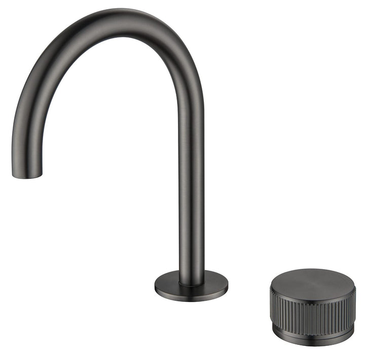 Mica Fluted Gooseneck Hob Basin Mixer - Brushed Gunmetal - view 4