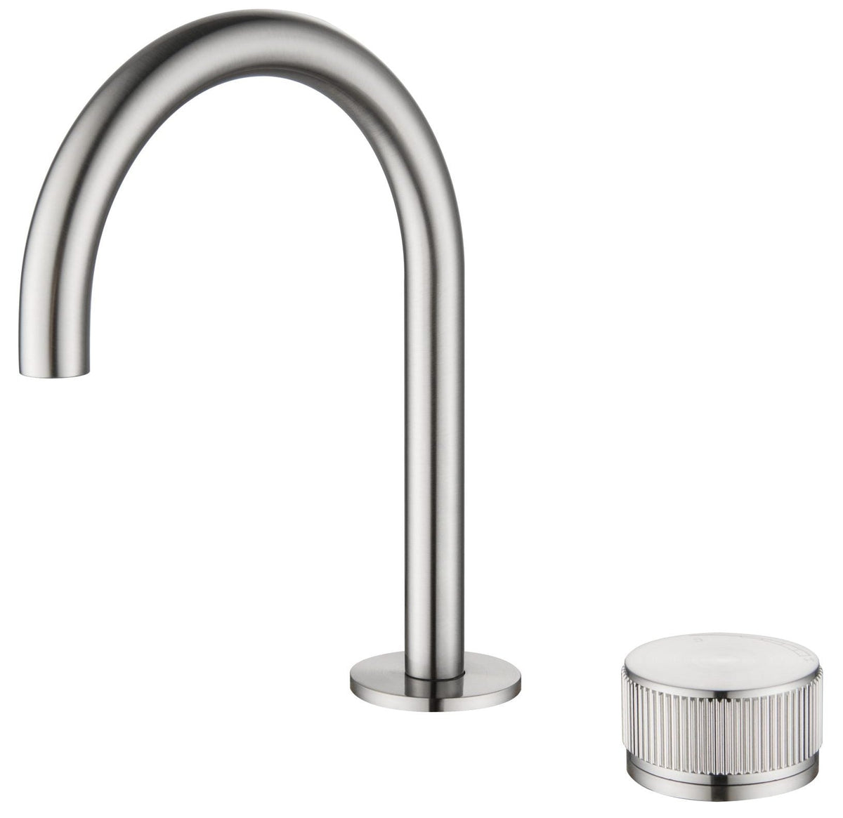 Mica Fluted Gooseneck Hob Basin Mixer - Brushed Nickel - view 3
