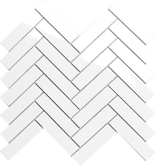 Polar Space 25x100 Herringbone Ceramic Mosaic tile face, 290 x 270 mm