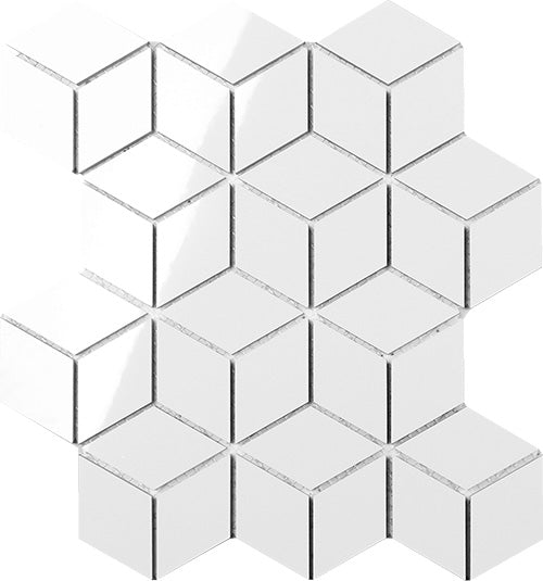 Polar Space Diam. Cube 80x46 Ceramic Mosaic tile face, 258 x 298 mm