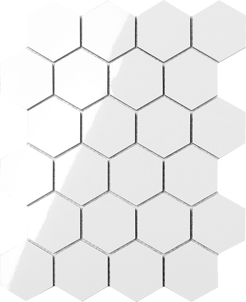 Polar Space Hexagon 62x72 Ceramic Mosaic tile face, 261 x 339 mm