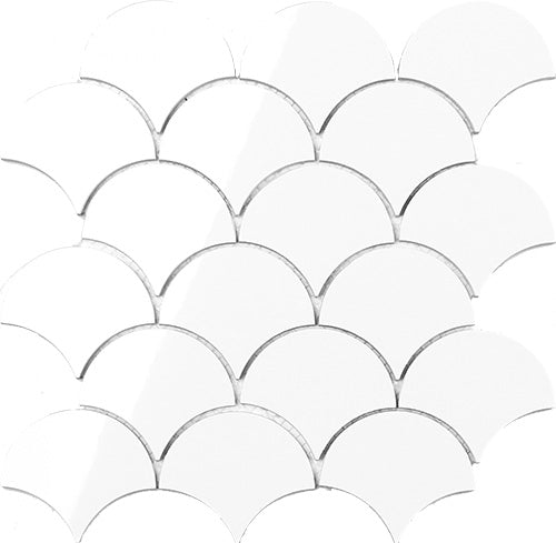Polar Space Scallop 66x78 Ceramic Mosaic tile face, 239 x 246 mm