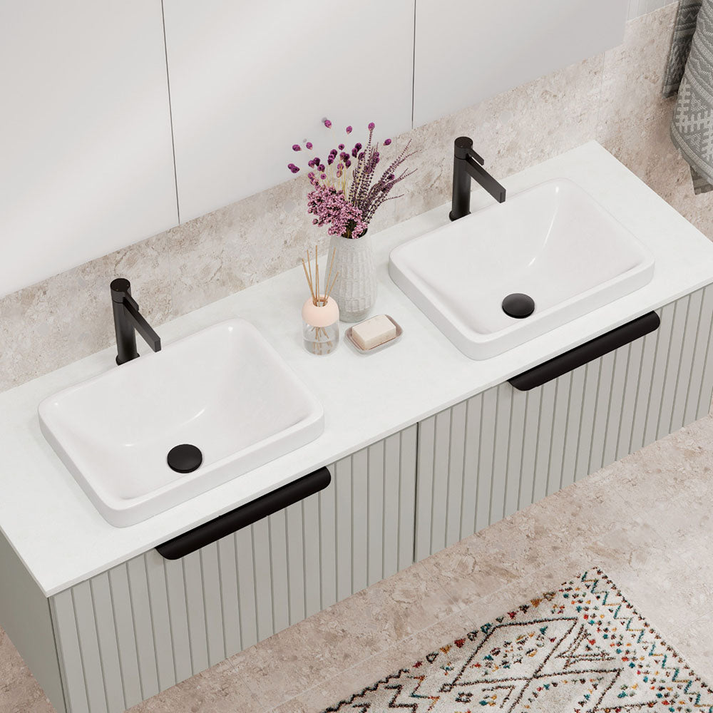 Kados Solid Surface Semi-Inset Basin - Matte White