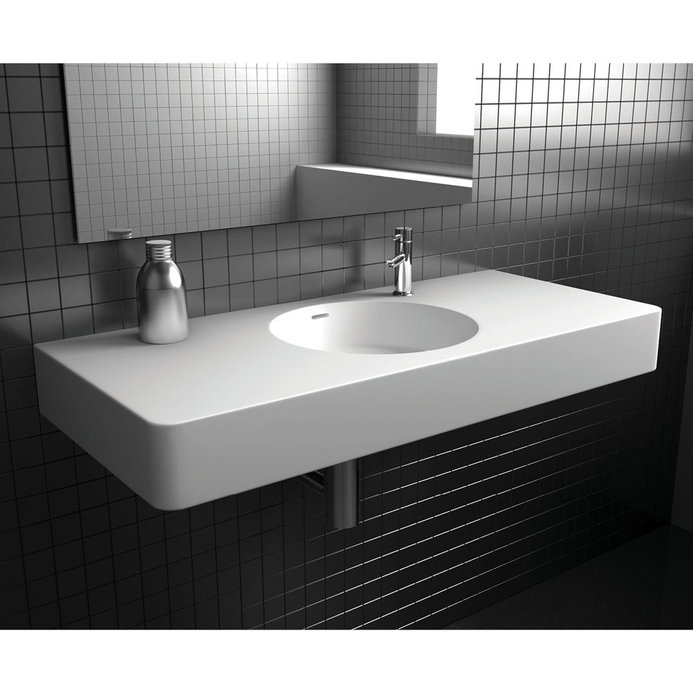 Encanto 1000 Solid Surface Wall Basin - Matte White