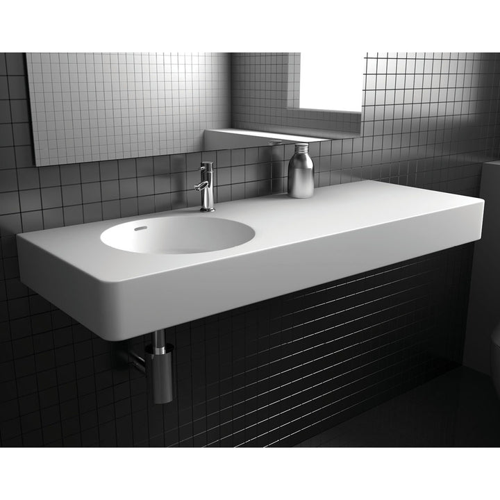 Encanto 1200 Solid Surface Wall Basin - Matte White