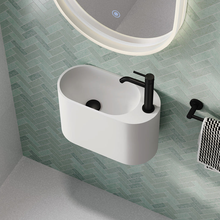 Ari Solid Surface Wall Basin - Matte White