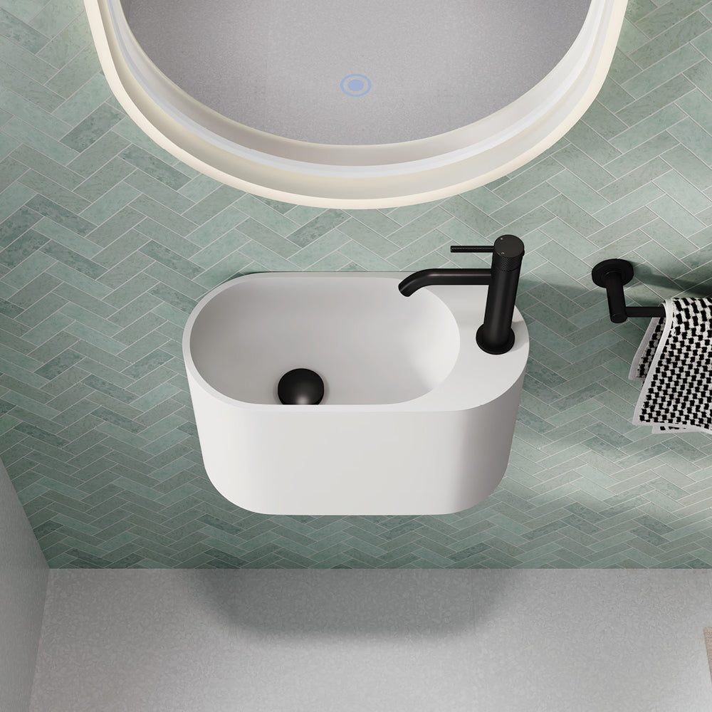 Ari Solid Surface Wall Basin - Matte White