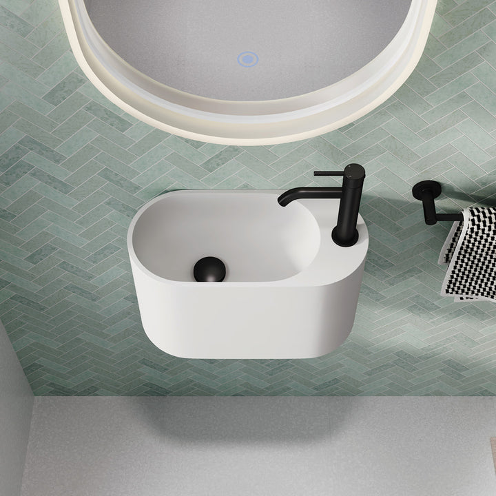 Ari Solid Surface Wall Basin - Matte White
