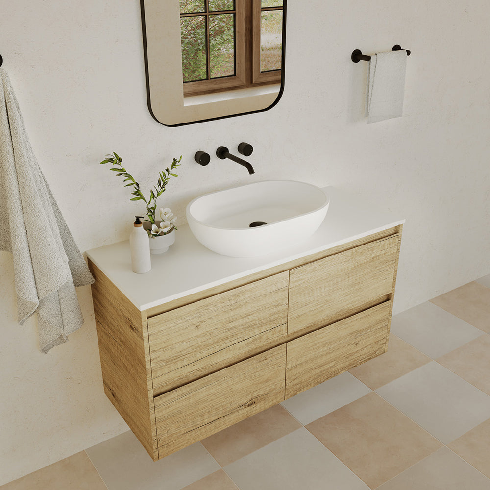 Nero Solid Surface Above Counter Basin - Matte White
