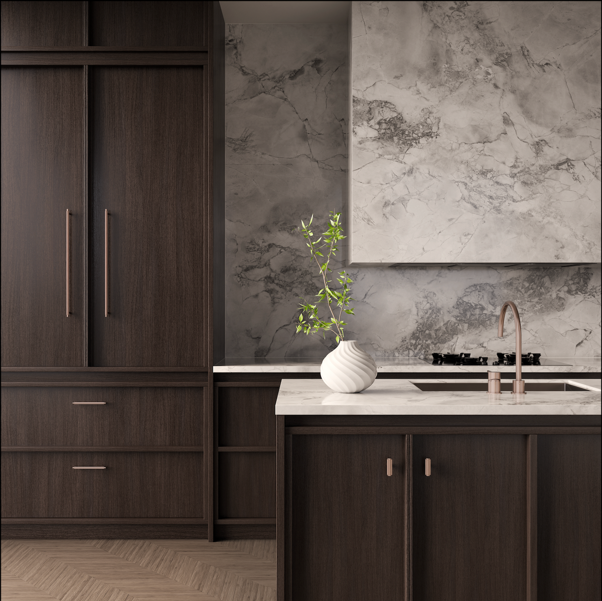 Oppen Round Pull 520mm Cabinet Handle (Brushed) - Champagne