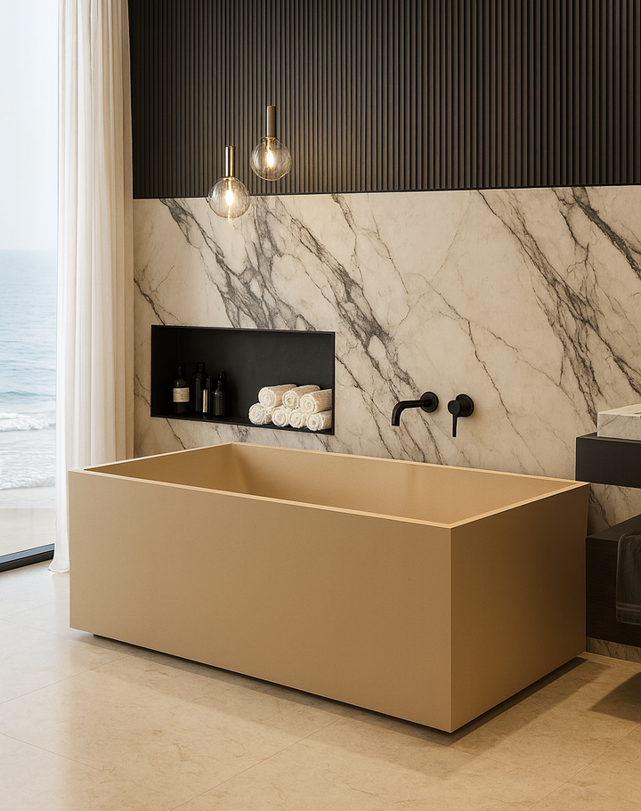 Cube freestanding bath — tub lifestyle