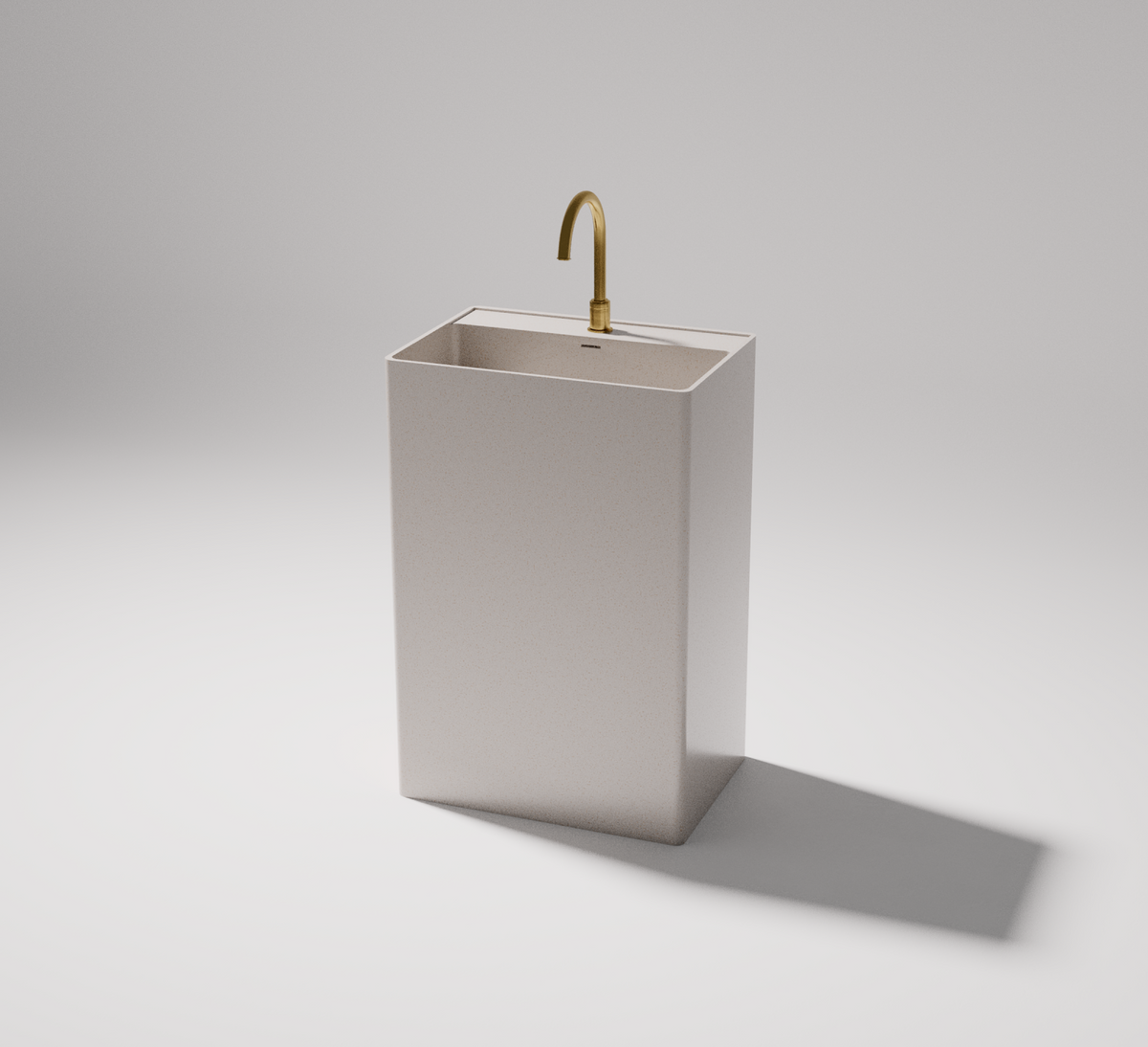 Cube above counter basin — side view