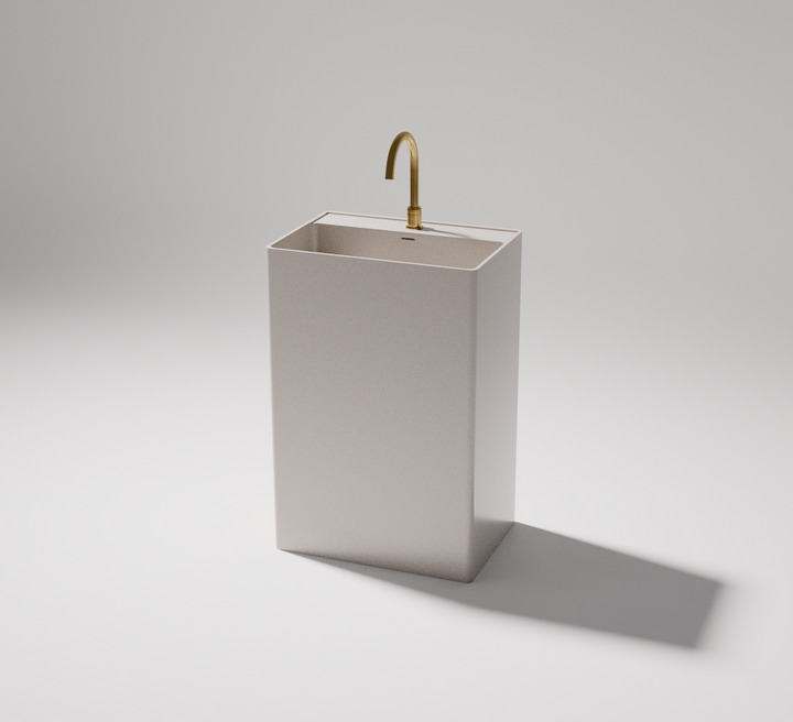 Cube above counter basin — side view