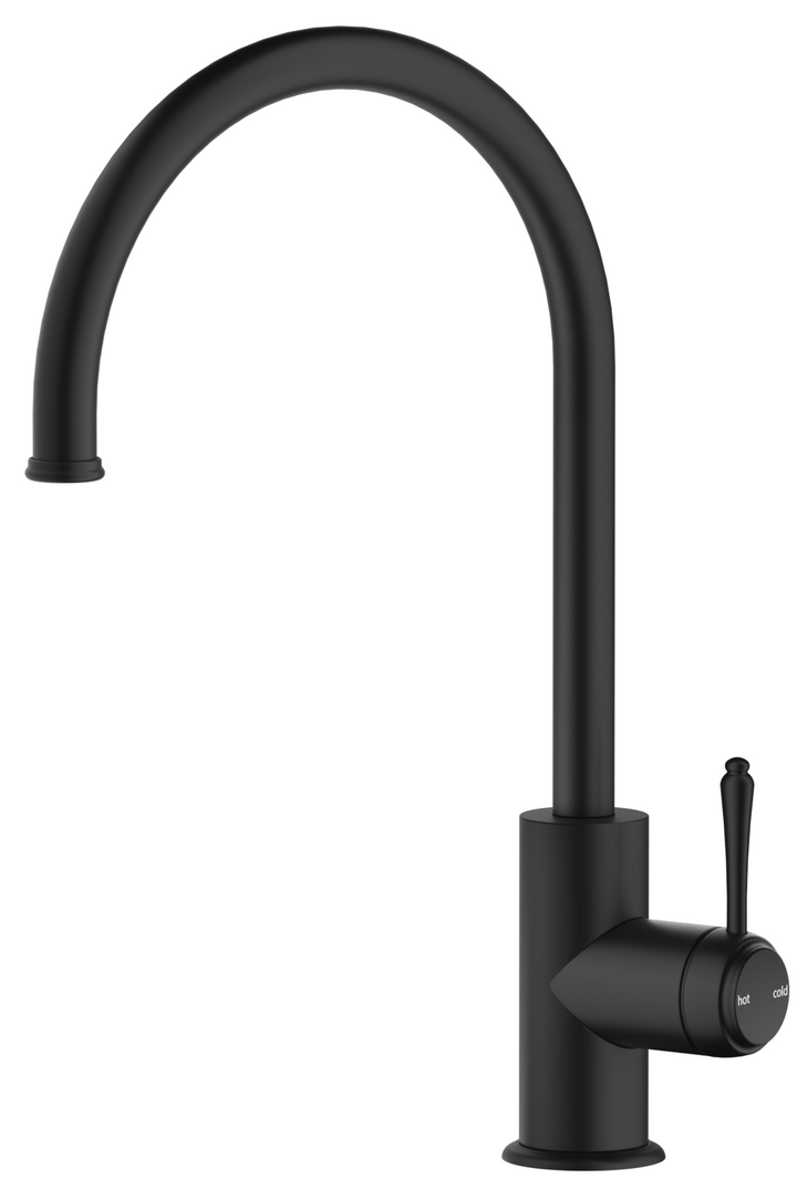 Mica Heritage Gooseneck Sink Mixer - Matte Black
