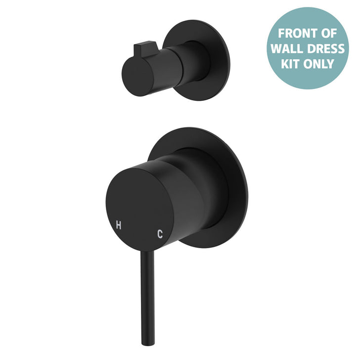 Kaya Wall Diverter Mixer Dress Kit, Small Round Plates - Trim Kit Only - Matte Black
