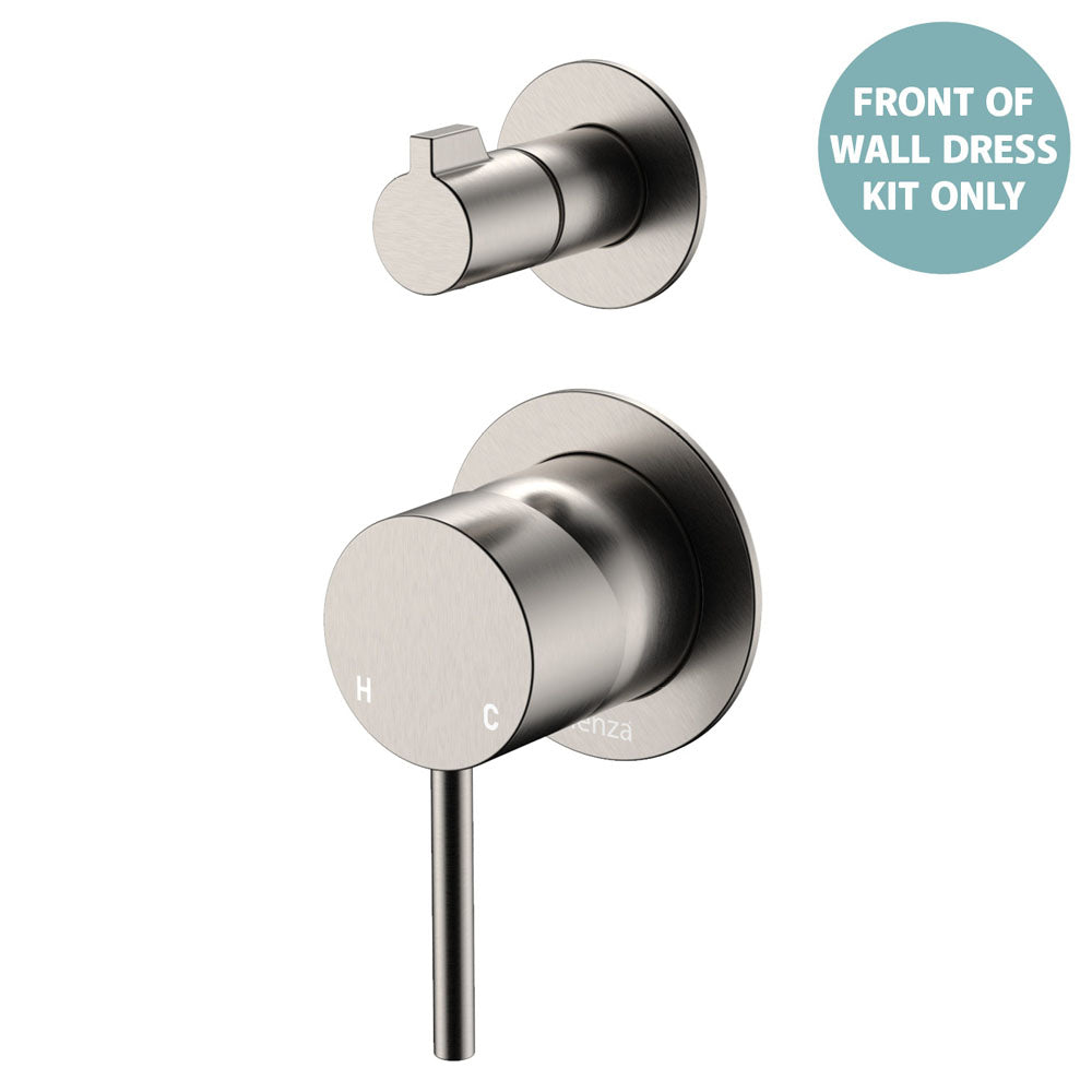 Kaya Wall Diverter Mixer Dress Kit, Small Round Plates - Trim Kit Only - Brushed Nickel
