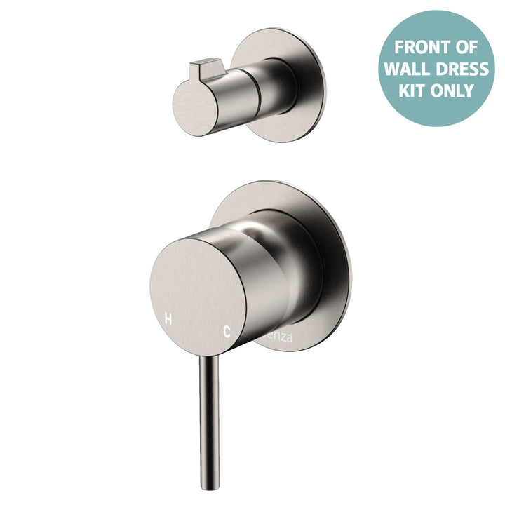 Kaya Wall Diverter Mixer Dress Kit, Small Round Plates - Trim Kit Only - Brushed Nickel