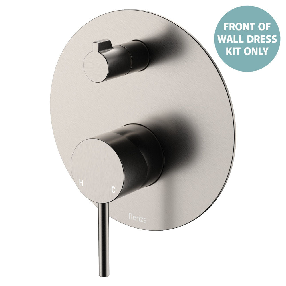 Kaya Wall Diverter Mixer Dress Kit, Large Round Plate - Trim Kit Only - Brushed Nickel