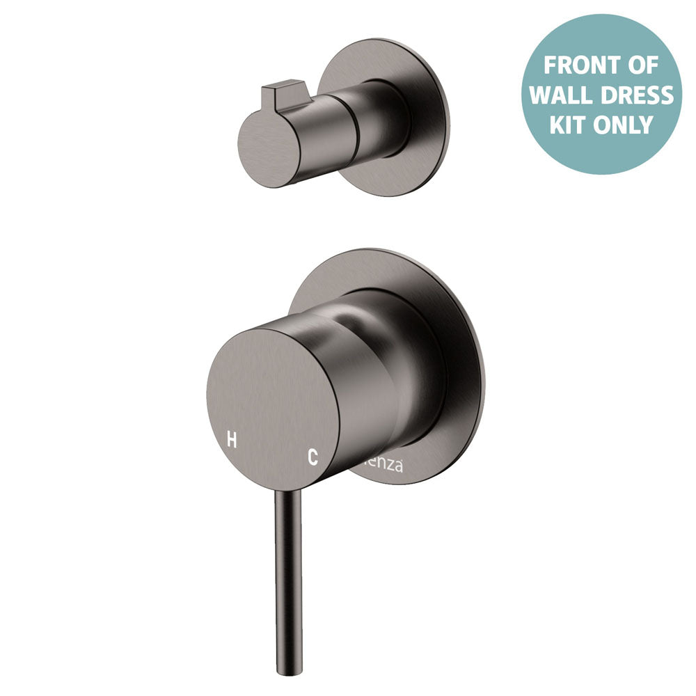 Kaya Wall Diverter Mixer Dress Kit, Small Round Plates - Trim Kit Only - Gun Metal