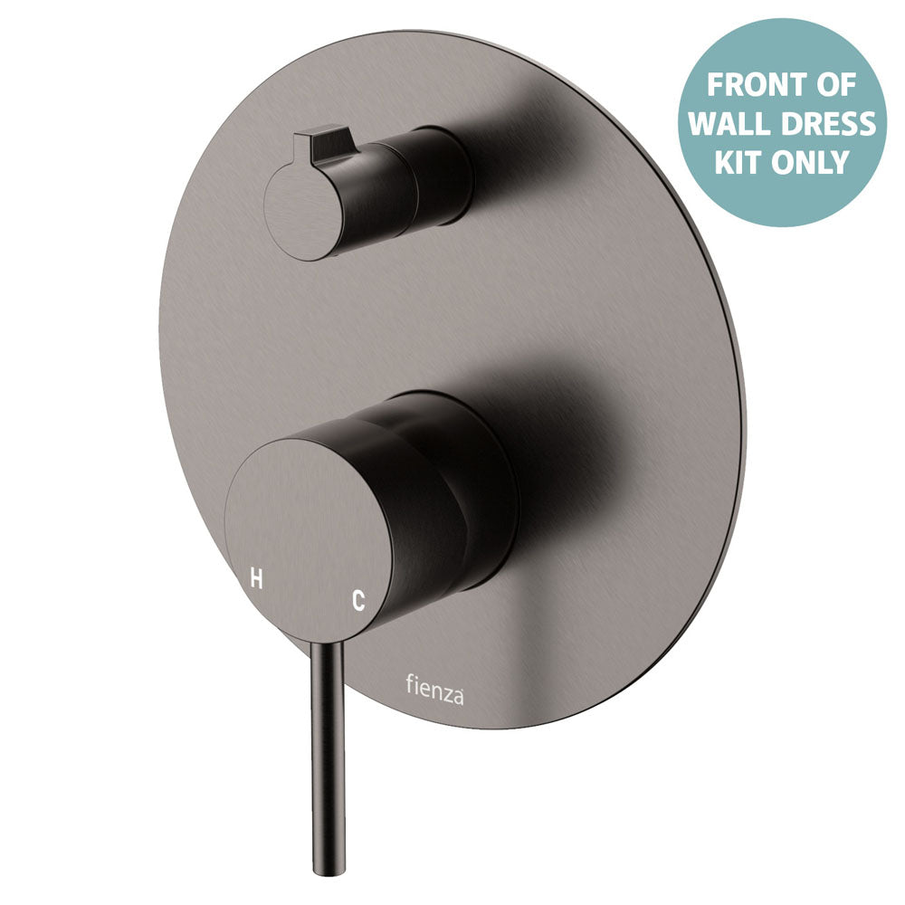 Kaya Wall Diverter Mixer Dress Kit, Large Round Plate - Trim Kit Only - Gun Metal