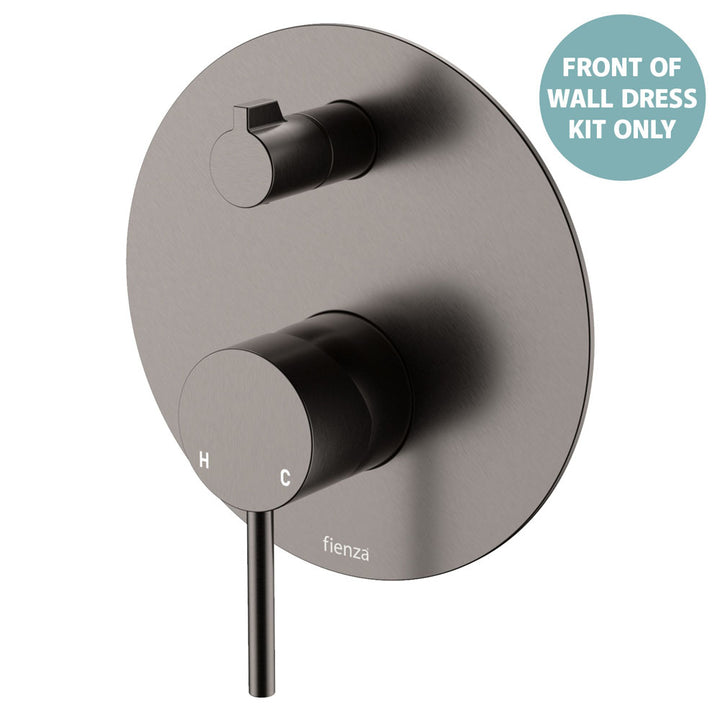 Kaya Wall Diverter Mixer Dress Kit, Large Round Plate - Trim Kit Only - Gun Metal