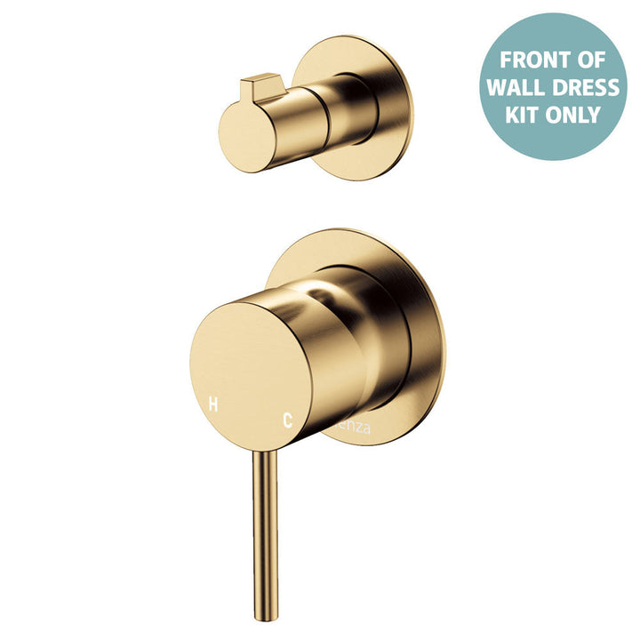Kaya Wall Diverter Mixer Dress Kit, Small Round Plates - Trim Kit Only - Urban Brass