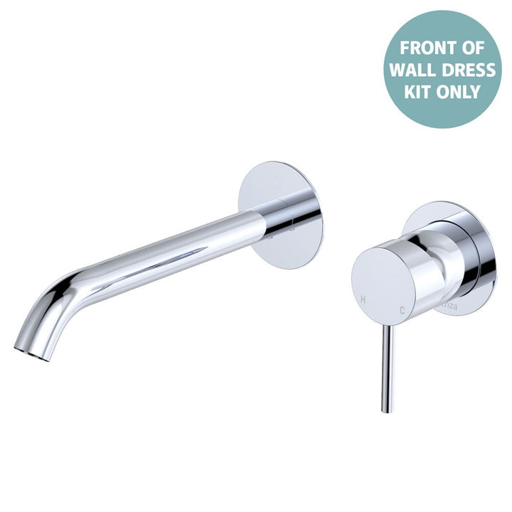 Kaya Basin/Bath Wall Mixer Dress Kit, Round Plates, 200mm Outlet - Trim Kit Only - Chrome