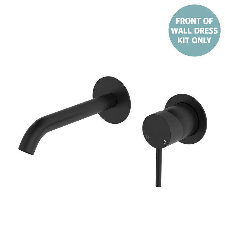 Kaya Basin/Bath Wall Mixer Dress Kit, Round Plates, 160mm Outlet - Trim Kit Only - Matte Black
