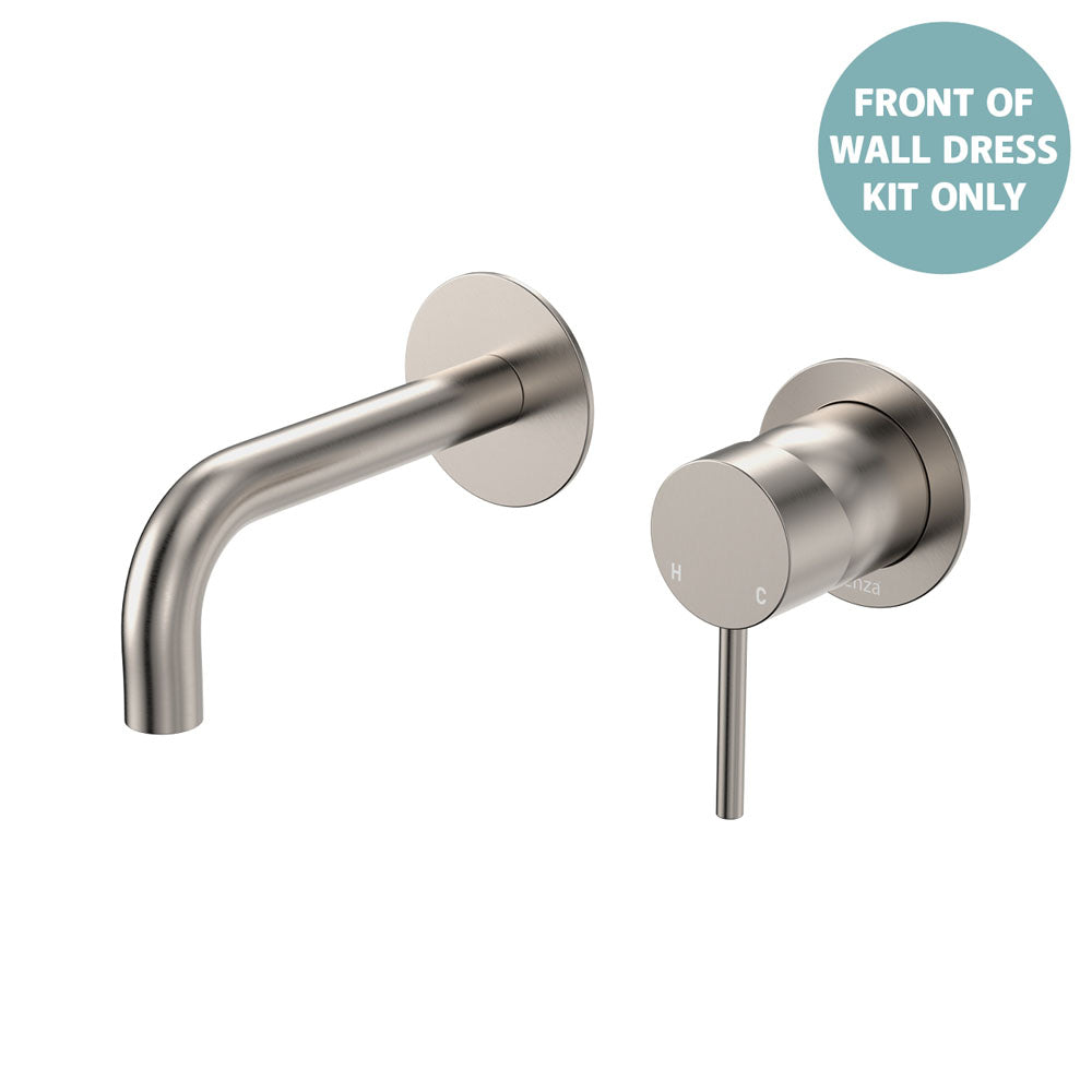 Kaya Basin/Bath Wall Mixer Dress Kit, Round Plates, 130mm Outlet - Trim Kit Only - Brushed Nickel