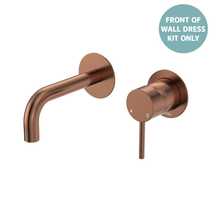 Kaya Basin/Bath Wall Mixer Dress Kit, Round Plates, 130mm Outlet - Trim Kit Only - Brushed Copper