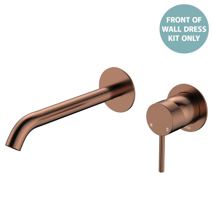 Kaya Basin/Bath Wall Mixer Dress Kit, Round Plates, 200mm Outlet - Trim Kit Only - Brushed Copper