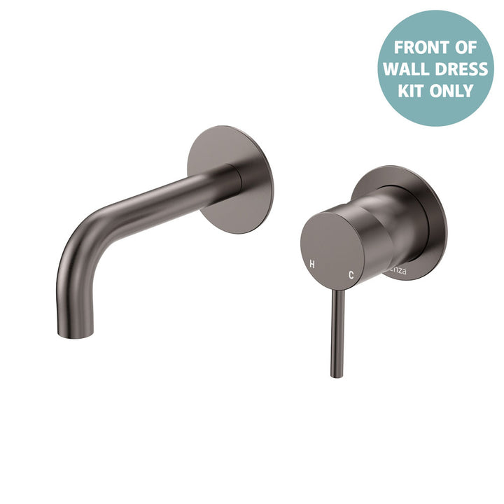Kaya Basin/Bath Wall Mixer Dress Kit, Round Plates, 130mm Outlet - Trim Kit Only - Gun Metal