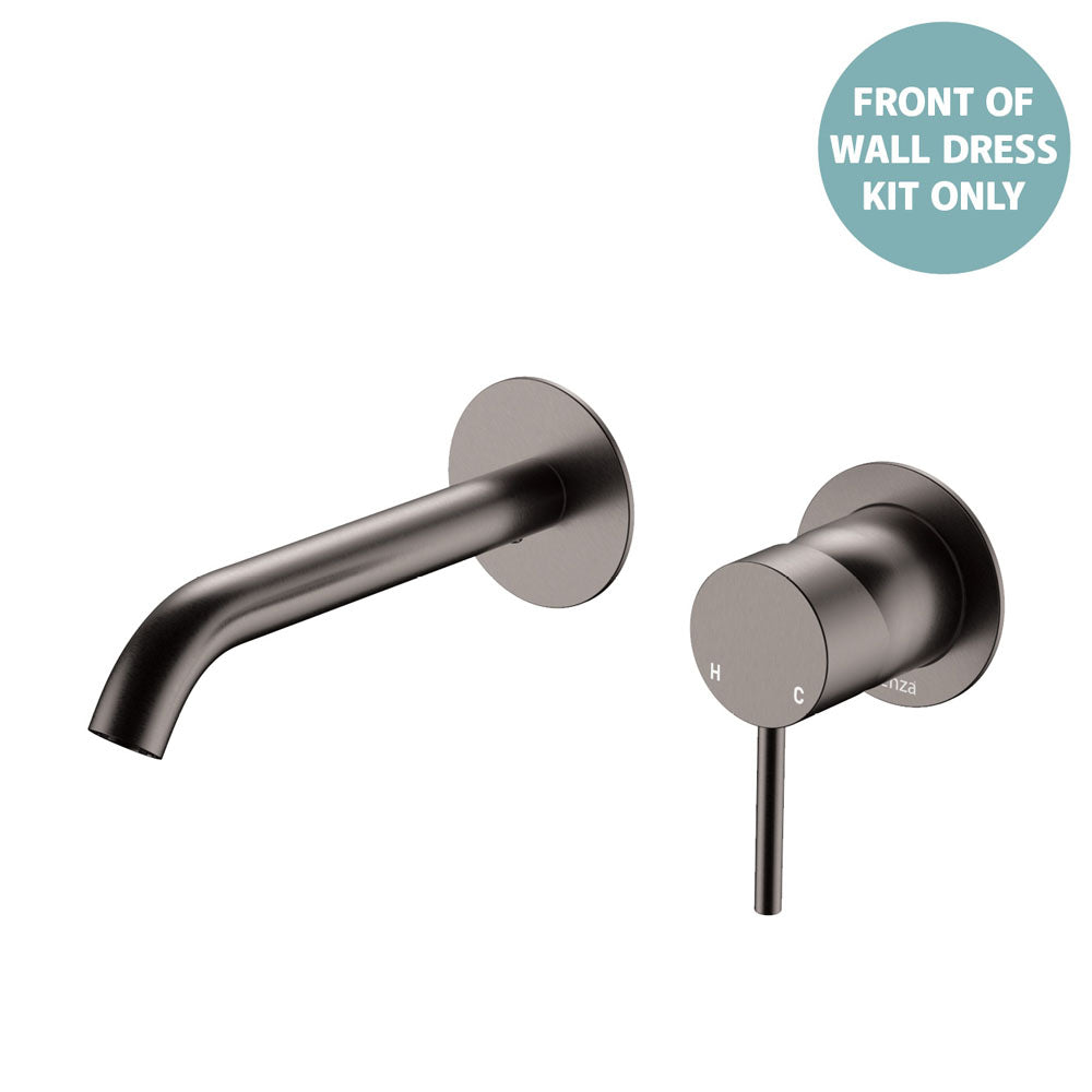 Kaya Basin/Bath Wall Mixer Dress Kit, Round Plates, 160mm Outlet - Trim Kit Only - Gun Metal