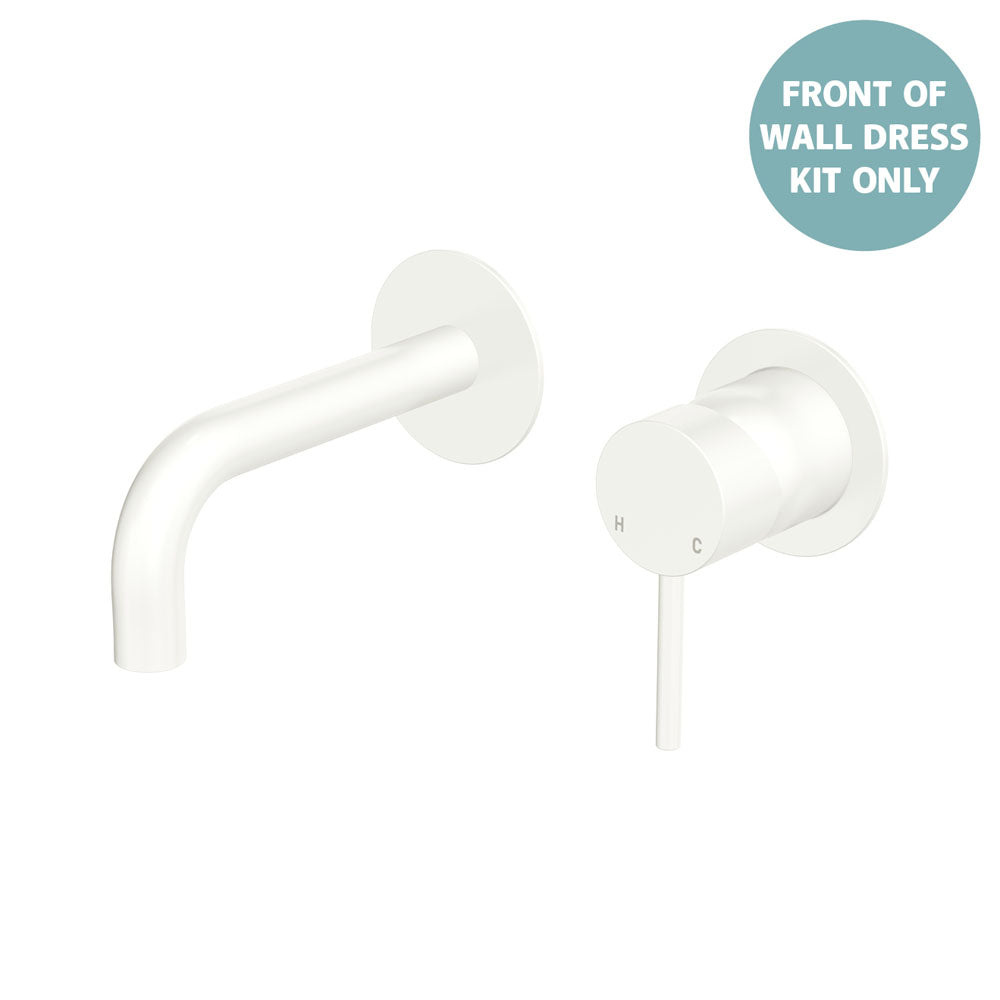 Kaya Basin/Bath Wall Mixer Dress Kit, Round Plates, 130mm Outlet - Trim Kit Only - Matte White
