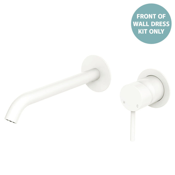 Kaya Basin/Bath Wall Mixer Dress Kit, Round Plates, 200mm Outlet - Trim Kit Only - Matte White